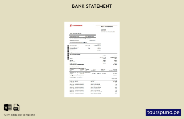 listo para imprimir plantilla de excel de extracto bancario de Scotiabank de Chi